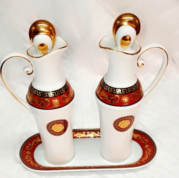 Limoges cruet -  oil & vinegar cruet w tray 24k - porcelain - Picture 1 of 2